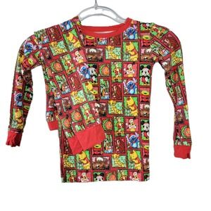 Blush Lotus Bamboo Pajamas Set Size 5/6 Long Sleeve‎ Pants Red Disney Christmas